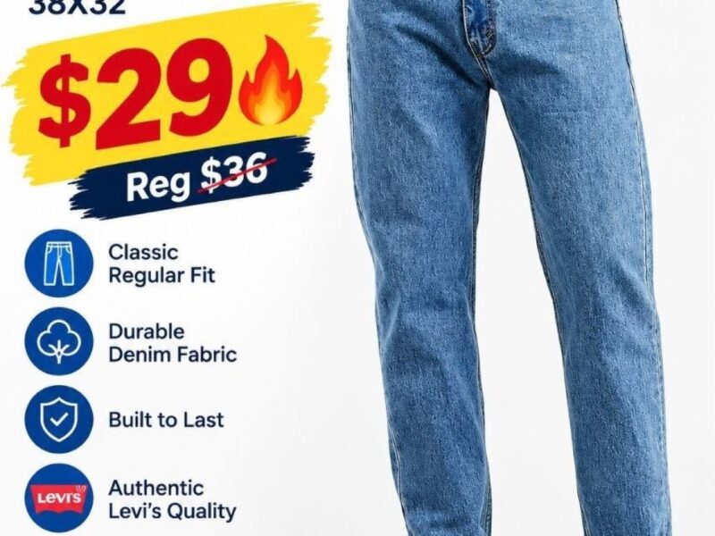 Levi's Men's 505 Regular Fit Jeans 38X32 - $29 (Reg $36)